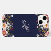 Coques Case-Mate iPhone Whimy Floral Monogram Navy (Verso (horizontal))