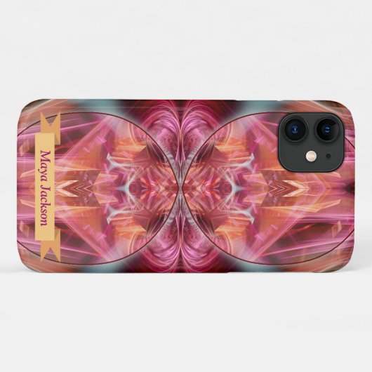 Coques Case-Mate iPhone Whispers fractal avec nom personnalisé (Dos (Horizontal))