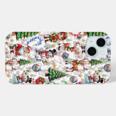 Coques Case-Mate iPhone White Background Christmas Decorative Pattern (Verso (horizontal))