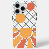 Coques Case-Mate iPhone white & black grid Retro red orange Sunset on blue (Verso)