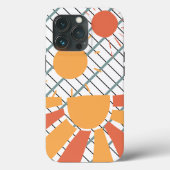 Coques Case-Mate iPhone white & black grid Retro red orange Sunset on blue (Verso)