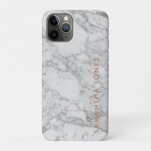 Coques Case-Mate iPhone White Carrara Marble Gold Classic Personalised (Dos)