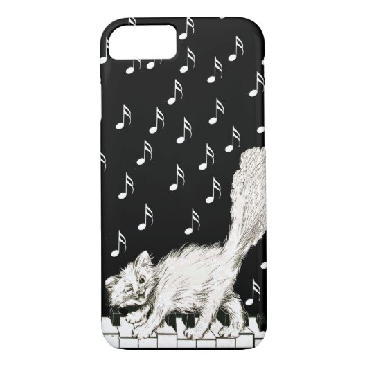 Coques Case-Mate iPhone White Cat on Piano Keys Music Notes (Dos)