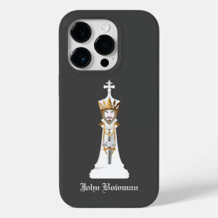 Coque Pour iPhone 14 Pro White Chess king / Nom personnalisé Coque-Mate iPh
