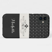 Coques Case-Mate iPhone White Fleur de Lis noir élégant (Dos (Horizontal))