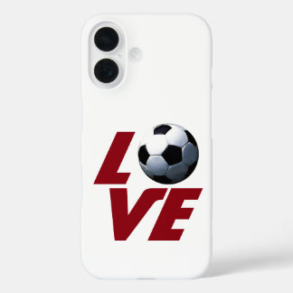 Coques iPhone 16 White Love Soccer - Football d'Europe latine