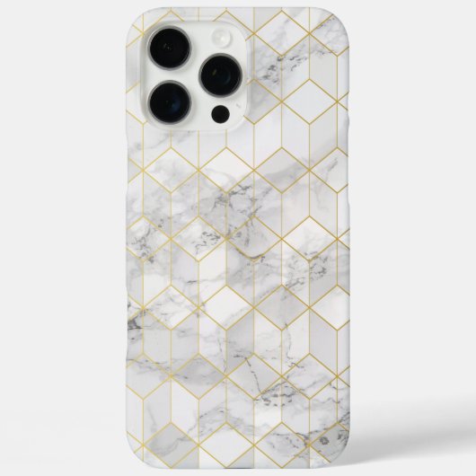 Coques Case-Mate iPhone White Marble with Gold Cube Pattern (Verso)