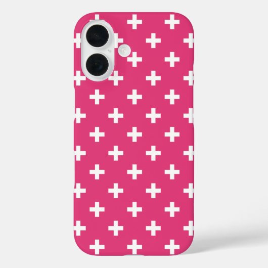 Coques Case-Mate iPhone White polka crosses on fuchsia (Verso)
