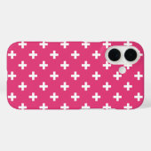 Coques Case-Mate iPhone White polka crosses on fuchsia (Verso (horizontal))