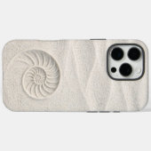 Coques Case-Mate iPhone White Shimmer Sand Nautilus Shell Coastal  (Verso (horizontal))