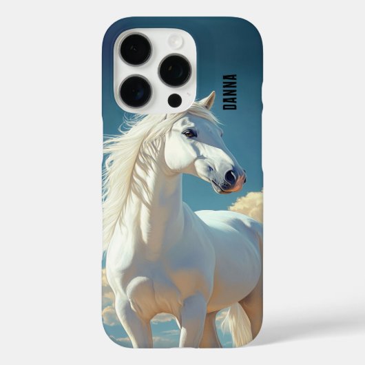Coques Case-Mate iPhone White Stallion Personalized Name (Verso)