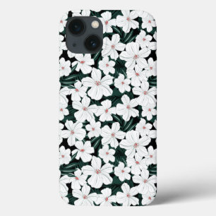 Coques Pour iPhone White Tropical Flowers Pattern