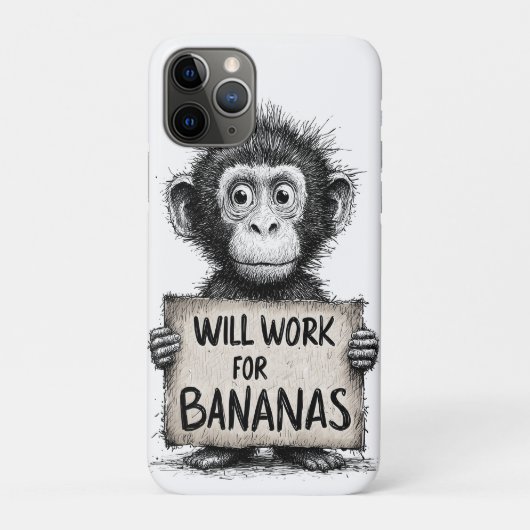 Coques Case-Mate iPhone Will Work for Bananas - Humorous Monkey Sketch (Dos)