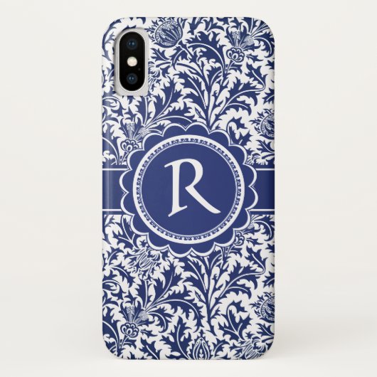 Coques Case-Mate iPhone William Morris bleu et blanc élégant floral (Dos)
