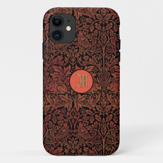 Coques Case-Mate iPhone William Morris Brer Rabat Faux Monogramme en cuir (Dos)