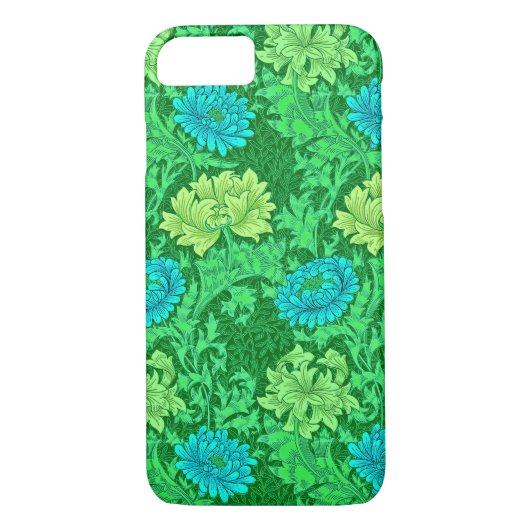 Coques Case-Mate iPhone William Morris Chrysanthemums, Lime Green & Aqua (Dos)