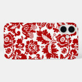 Coques Case-Mate iPhone William Morris Floral Damask, Deep Red et White (Verso (horizontal))