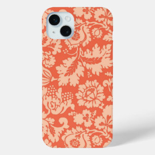 Coque iPhone 15 Mini William Morris Floral Damask, Peach et Coral