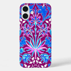 Coques iPhone 16 Plus William Morris Hyacinth Imprimer, Aqua et Purple