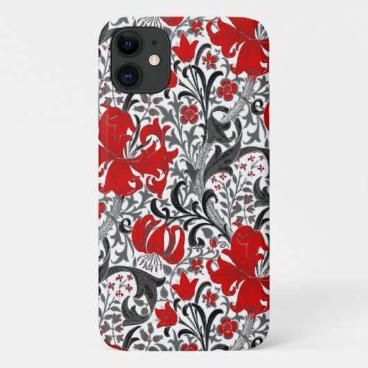 Coques Case-Mate iPhone William Morris Iris et Lily, noir, blanc et rouge (Dos)