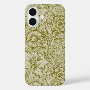 Coques iPhone 16 William Morris Poppy Classic Floral Green