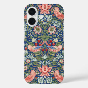 Coques iPhone 16 William Morris Strawberry Thief Corail Marine