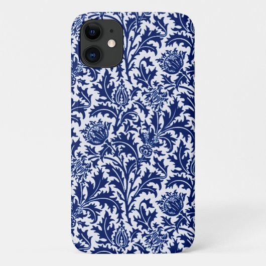 Coques Case-Mate iPhone William Morris Thistle Damask, Cobalt Bleu & Blanc (Dos)