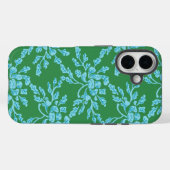 Coques Case-Mate iPhone Winding Peony Woodcut in Green and Aqua (Verso (horizontal))