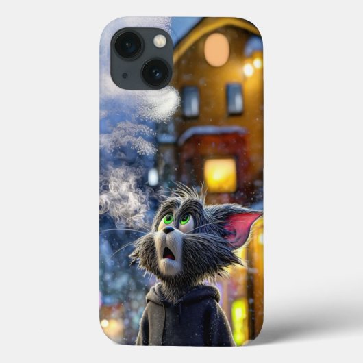 Coques Case-Mate iPhone Winter Spirit: Tom Cat Snowy Night Art (Verso)