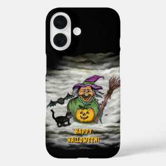 Coques iPhone 16 Witch , Cat , Bat and Pumpkin , Happy Halloween !