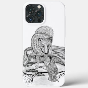 Case-Mate iPhone Case Wolf and Raven black and white design