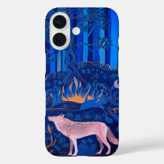 Coques iPhone 16 Wolf dans une forêt mystique