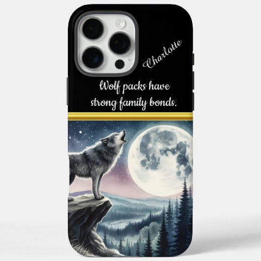 Coques Case-Mate iPhone Wolf hurle à pleine lune dans une forêt sereine (Verso)