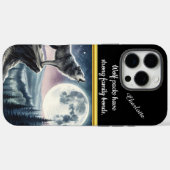 Coques Case-Mate iPhone Wolf hurle à pleine lune dans une forêt sereine (Verso (horizontal))