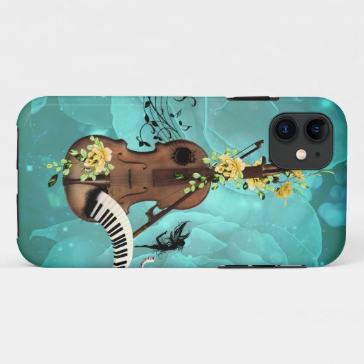 Coques Case-Mate iPhone Wondeful violin with piano and flowers (Dos (Horizontal))