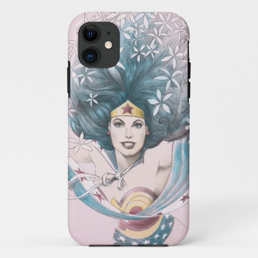 Coques Case-Mate iPhone Wonder Woman and Flowers (Dos)