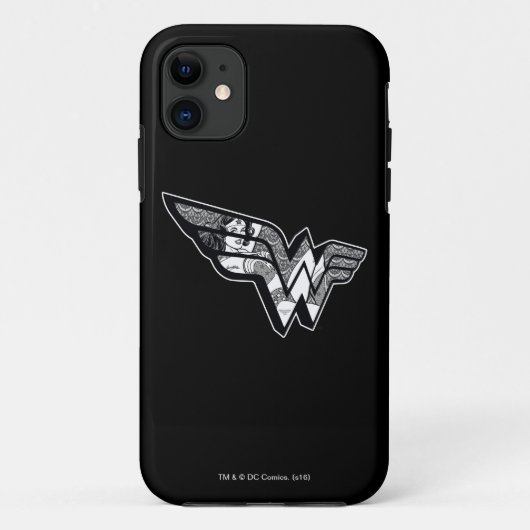 Coques Case-Mate iPhone Wonder Woman Assis Dans Le Logo En Dentelle Angled (Dos)