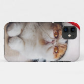 Coques Case-Mate iPhone Wonderful persian cat with Santa Claus (Dos (Horizontal))
