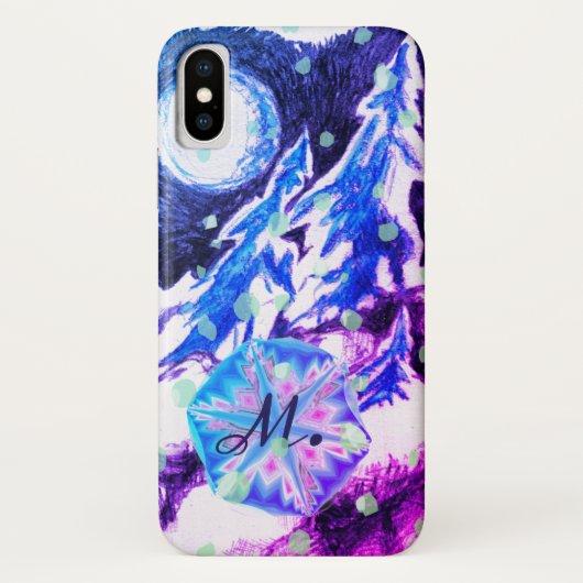 Coques Case-Mate iPhone Wonderland Fir Trees en Lune & Neige (Dos)