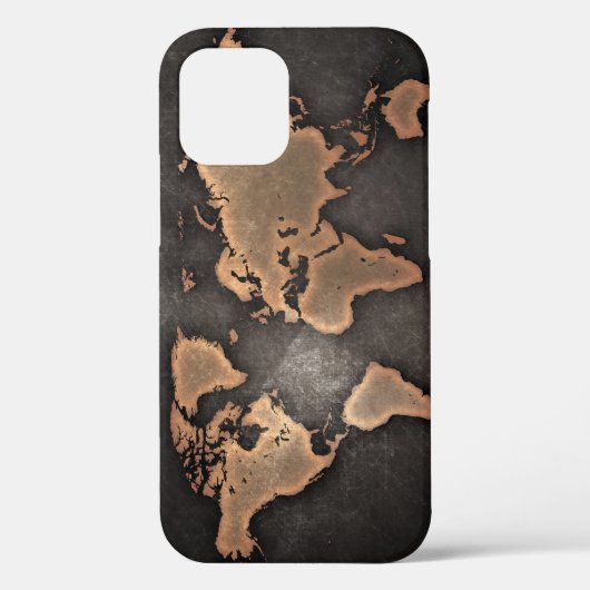 Coques Case-Mate iPhone World map leather geographical brown (Verso)