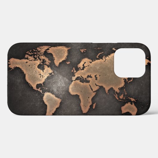 Coques Case-Mate iPhone World map leather geographical brown (Verso (horizontal))