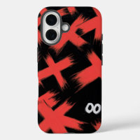 "X rouges sur noir avec yeux cachés"