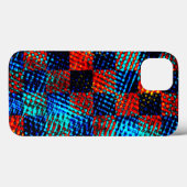 Coques Case-Mate iPhone Xadrez laranja, azul, faux sujo ou manchado. (Verso (horizontal))