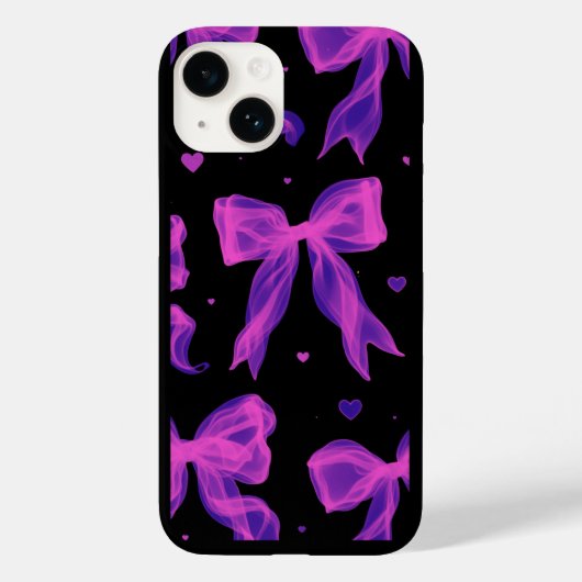 Coques Case-Mate iPhone Y2K Aesthetic Purple Bow Ribbon Black iPhone case (Verso)