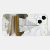 Coques Case-Mate iPhone Yacht Voilier Design Moderne Marbre Or Nom (Verso (horizontal))