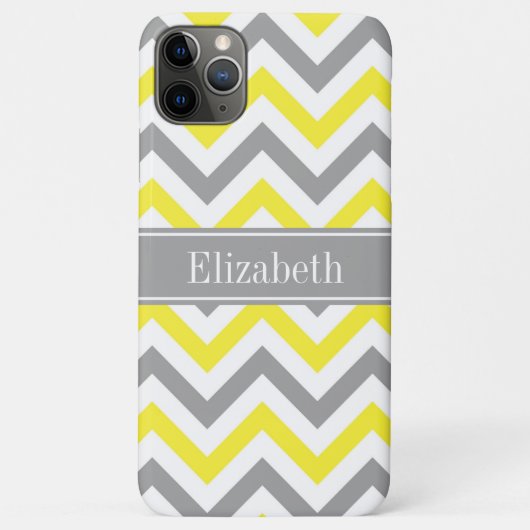 Coques Case-Mate iPhone Yellow Dk Gray White LG Chevron Gray Nom Monogram (Dos)