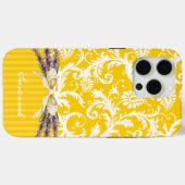 Coques Case-Mate iPhone Yellow Faux Rhinstone Personnalisé Damask iPhone (Verso (horizontal))