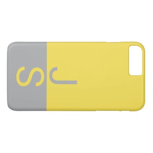 Coques Case-Mate iPhone Yellow & Grey Modern Initials monogram (Dos (Horizontal))