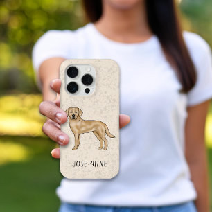 Coque iPhone 15 Pro Yellow Labrador Retriever Cube Lab Chien Nom perso