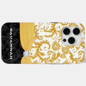 Coques Case-Mate iPhone Yellow Personnalisé Faux Rhinestone Damask iPhone (Verso (horizontal))